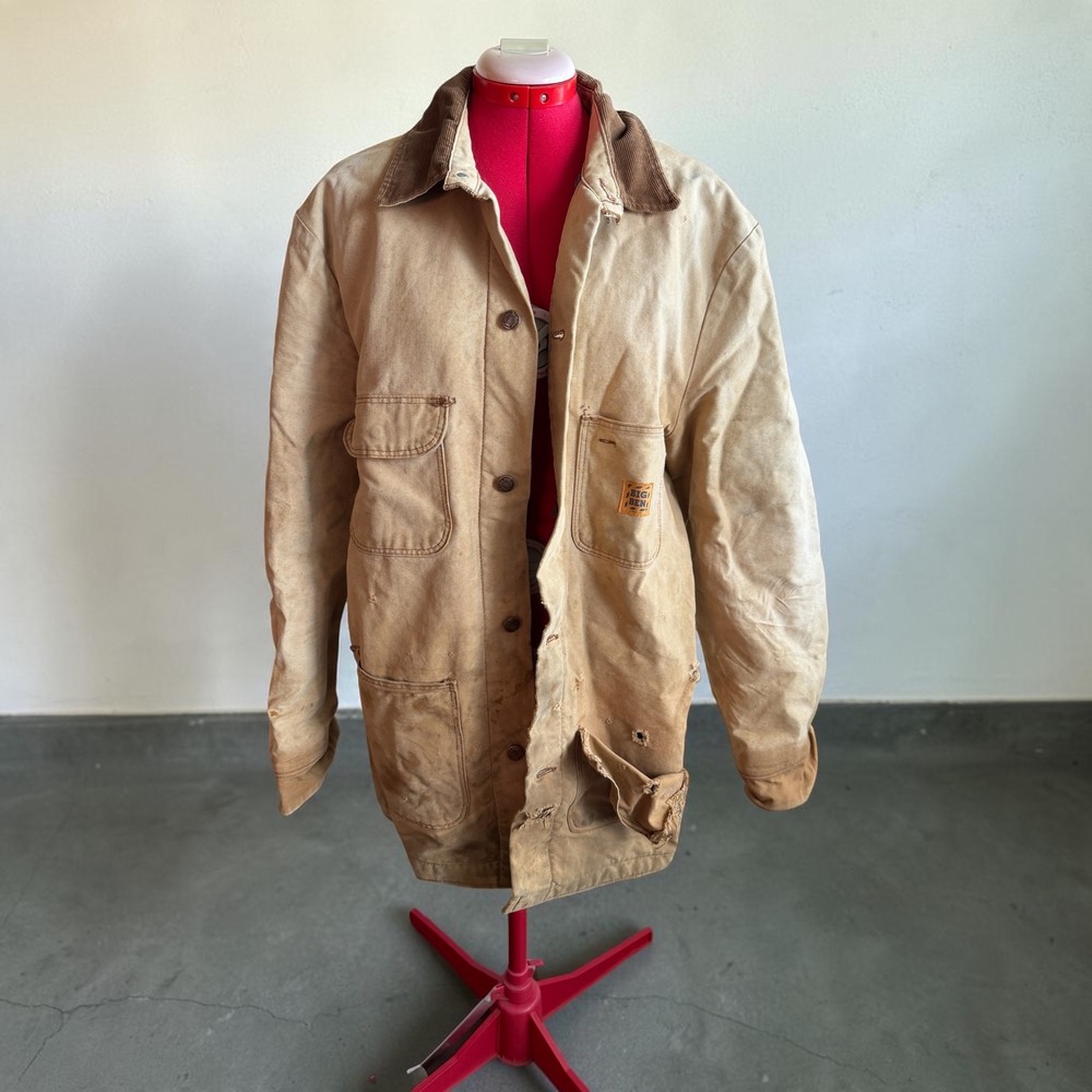 Vintage Big Ben Wrangler Blanket Chore Coat Workwear Distressed Thrashed 42 Long
